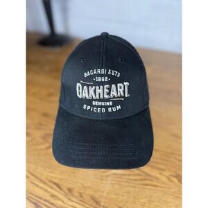 Bacardi Oakheart Hat Cap Strap Back Black Spiced‎ Rum Advertising Mens Promo